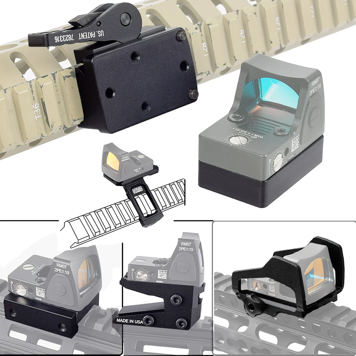 Tactical Optic Mount for Trijicon RMR Red Dot Sight Scope 45° Offset Riser Bracket Mount for GLOCK 17 19 AR15 m4 Airsoft Hunting view 2