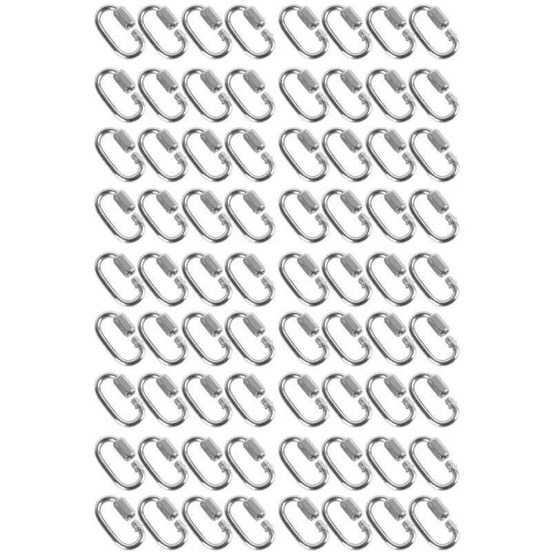 

72 Pcs Quick Link 4MM Stainless Steel Chain Connector,Heavy Duty D Shape Locking Looks For Carabiner, Max.Load 500 Lb-B91B