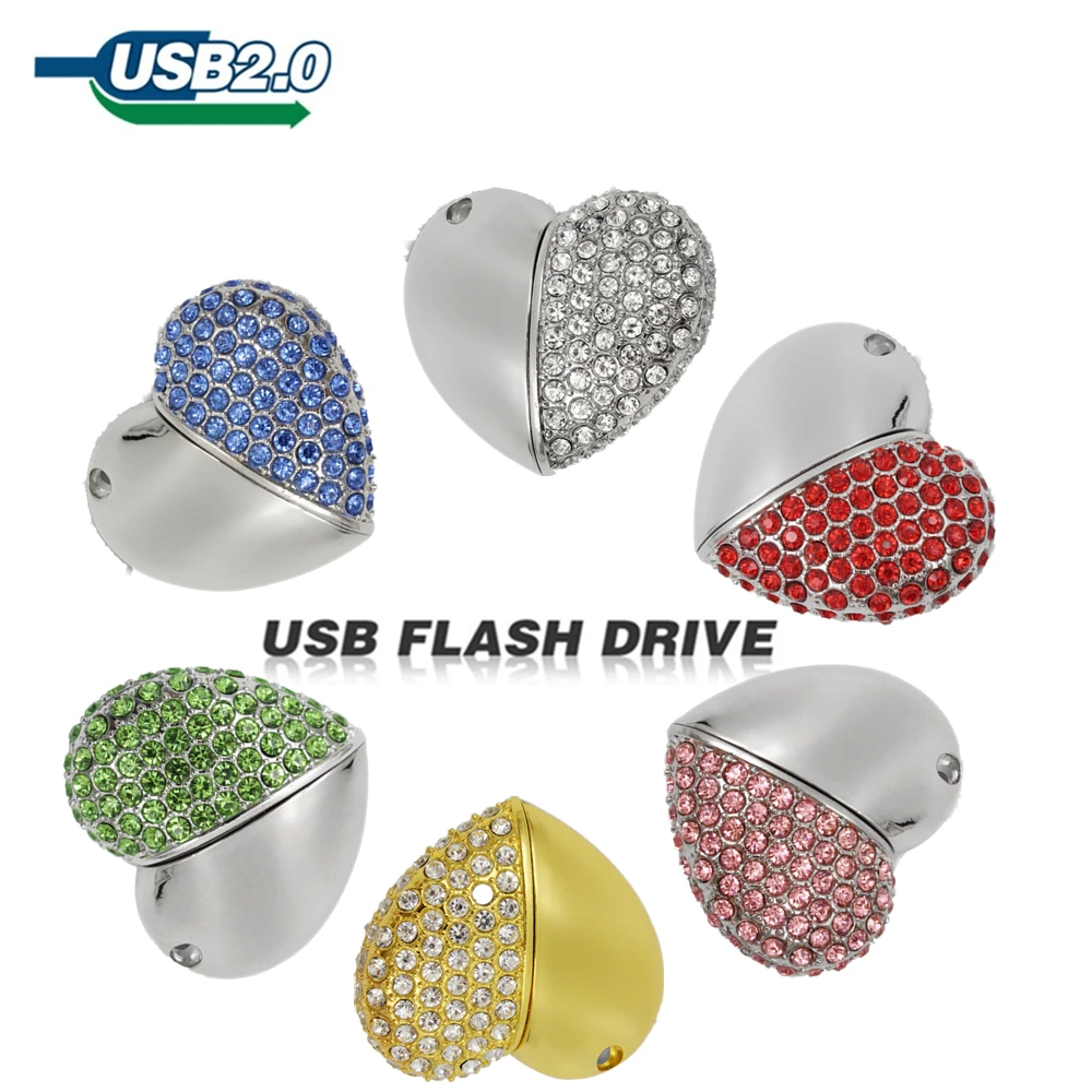 

Biyetimi unidad flash USB de Metal, Pendrive de cristal de diamante con caja de regalo 4GB, 32GB, 64GB for Free shipping