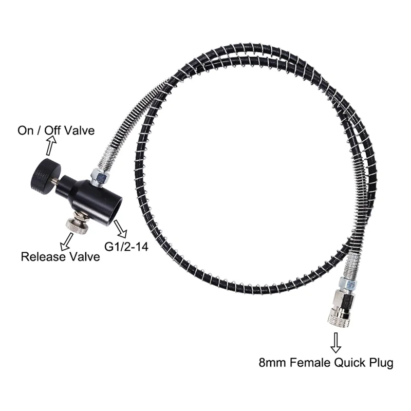 A15F-PCP Fill Station Adapter With 37Inch Hose Line For High Pressure AIR Or CO2