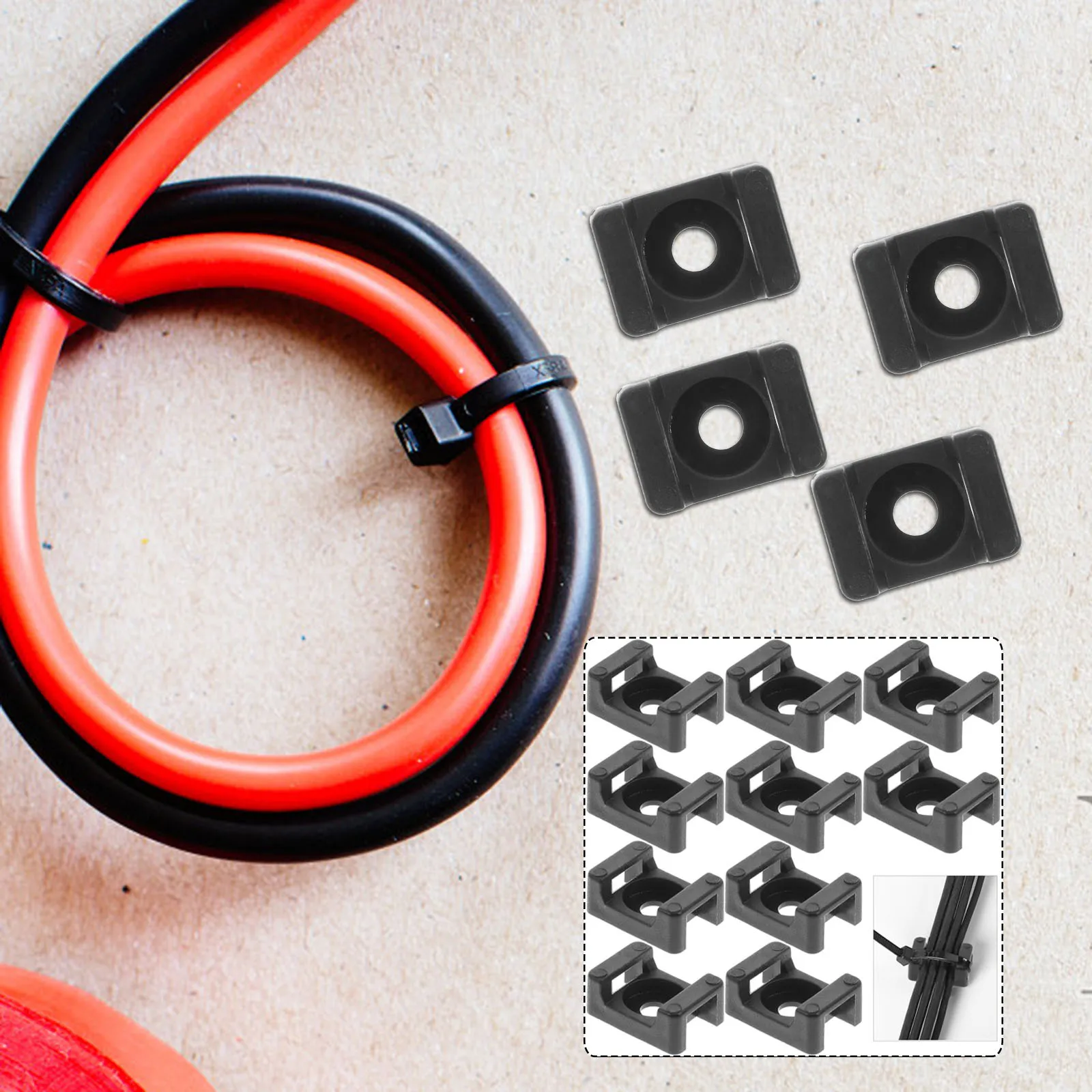 

500pcs Tie Base Saddle Type Mount Wire Holder For Cable Zip Ties Plastic Cord Organizer Fixing Seat Cable Management Clips