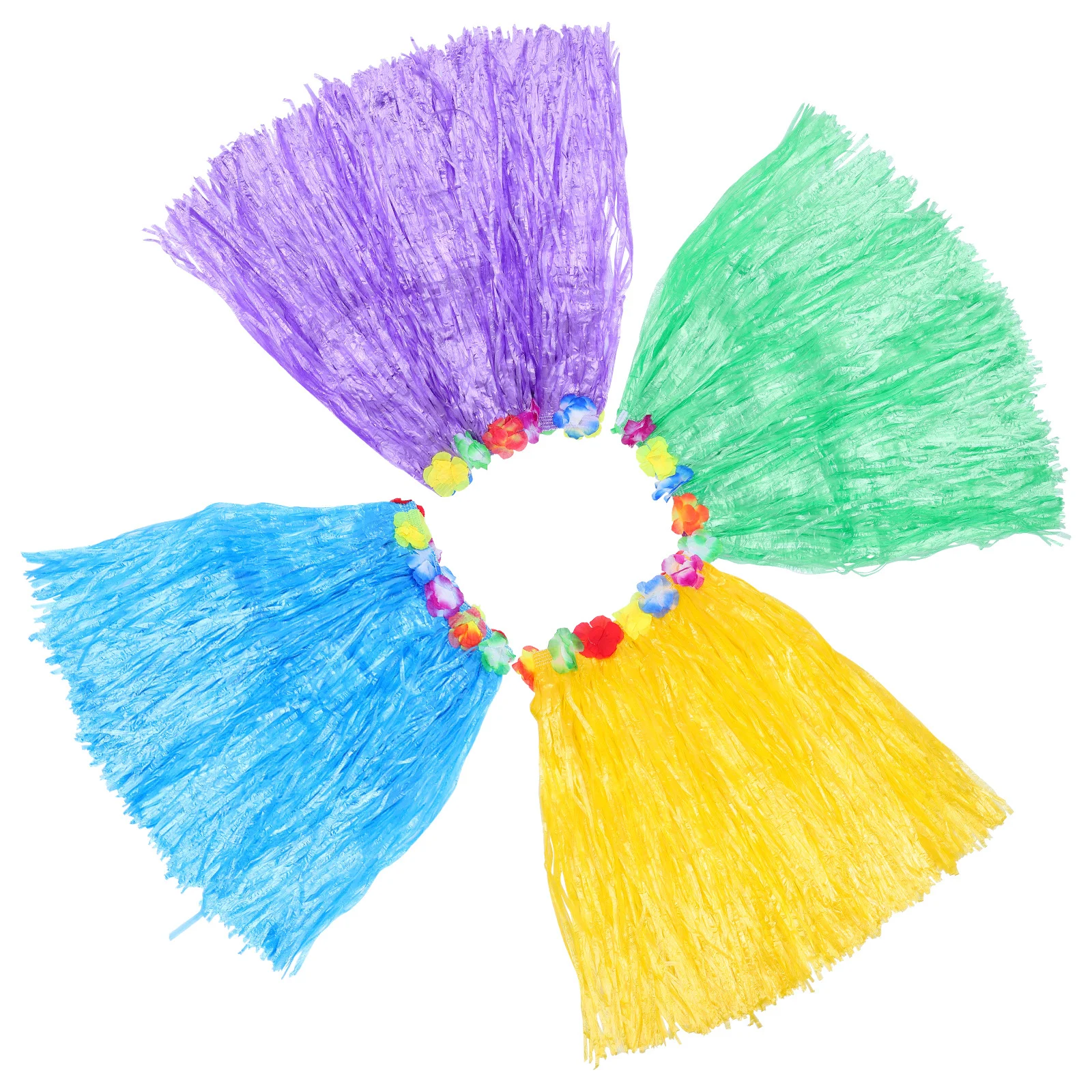 

4 pcs Grass Skirts Hawaii Style Handmade Festive Costume Props For Kids Party Luau Decoration Stage Performance Outfit Set