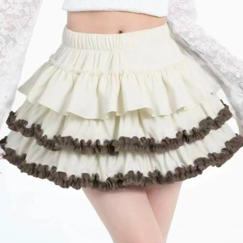 

Корейская модная плиссированная мини-юбка женская Y2k с тонкой эластичной резинкой на талии пышная юбка трапециевидной формы осень-зима элегантная милая юбка-тортик