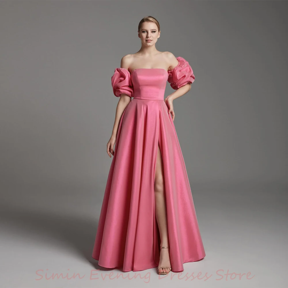 

SiMin Strapless Backless Satin Lace-up Pleats Sleeveless Floor-Length Saudi Arab Evening Elegant Party dresses for women 2024