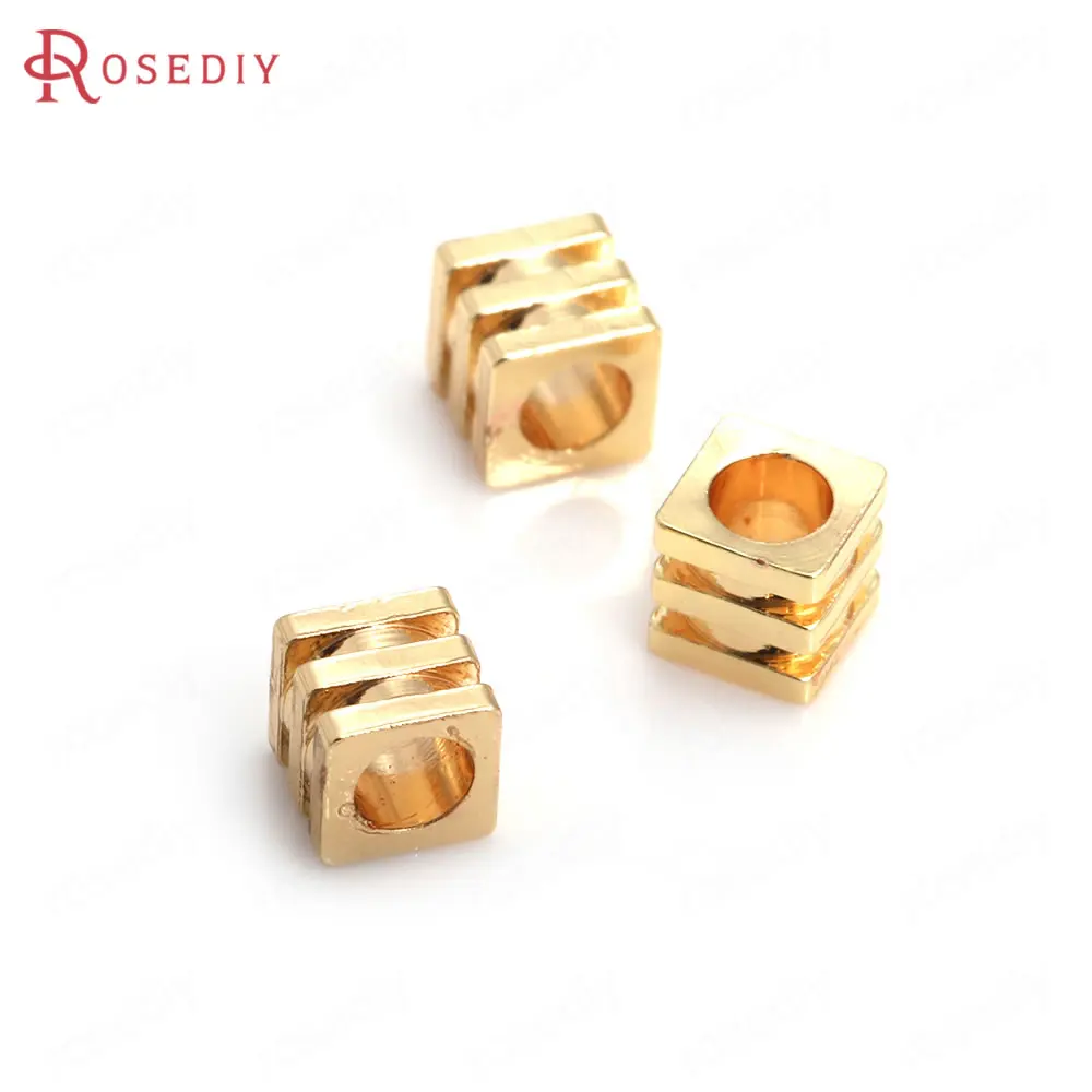 2.2x2MM 2.5x2.8MM 3x3.5MM 2.5MM 3MM 4MM 18K Gold Color Brass Square Beads Bracelet Beads Jewelry Making Supplies Diy Findings