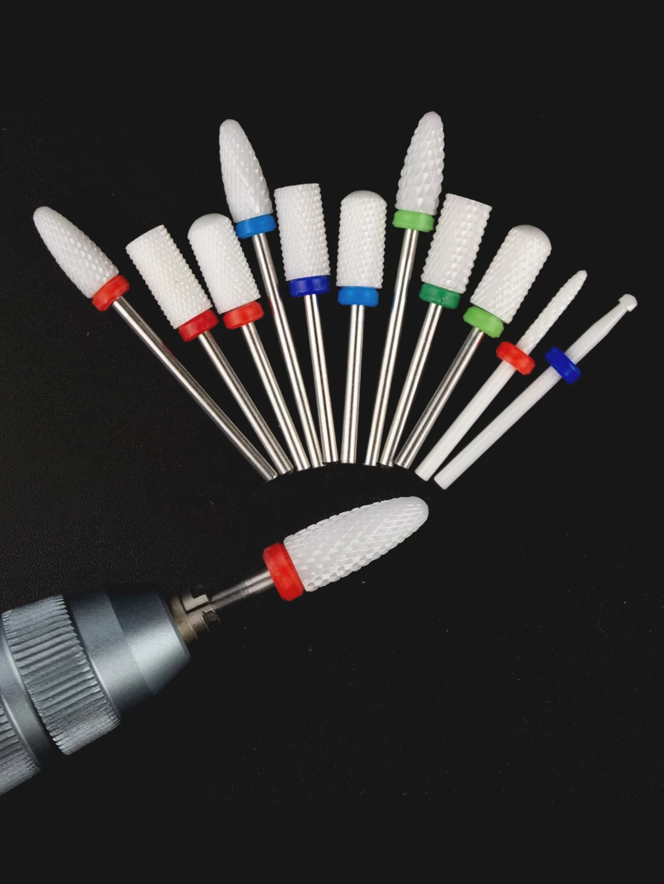 10pcs Ceramic Nail Drill Bits Set, Electric Manicure & Pedicure Milling Cutter, For Nail Polishing Machine