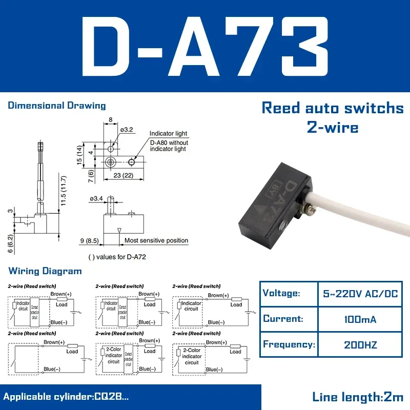 NONE 10 Teile/los Magnetische schalter sensor Reed auto schalter D-A93 Z73 C73 A54 A73 Solid state auto schalter D-M9B D-M9N D-M9P D-M9BV D-F8B 10
