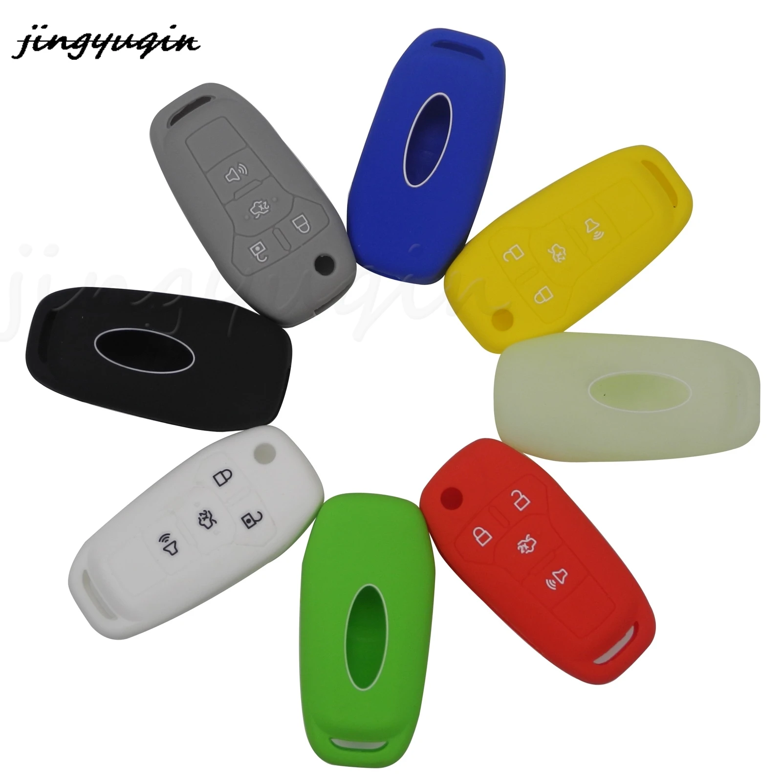 jingyuqin  4 Buttons Remote Car Key Cover Case Silicone Protect Shell For Ford Fusion 2013-2015