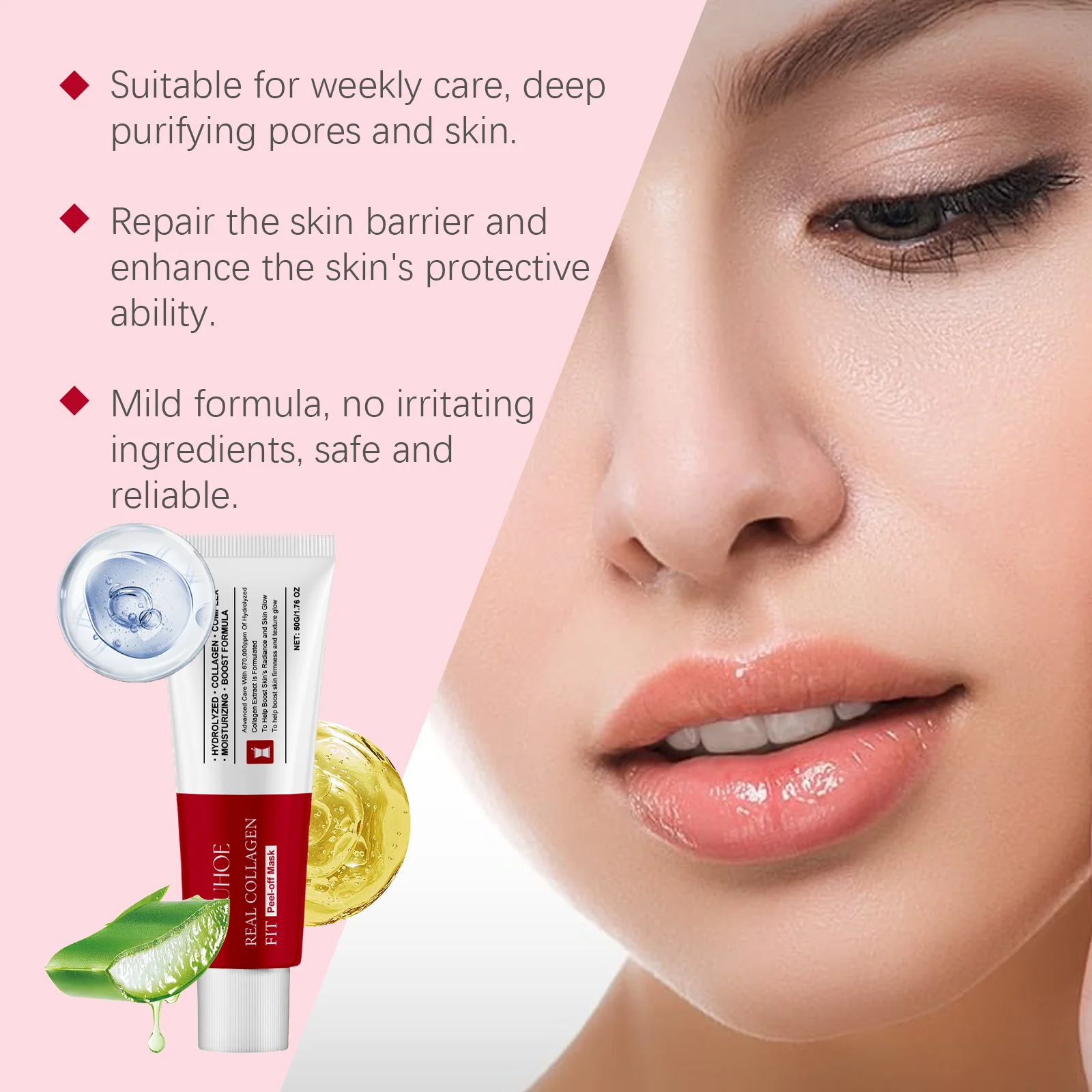 Collagen Face Mask Peel off Deep Cleansing Remove Dirt Reduce Fine Lines Oil-Control Moisturizing Facial Mask Brighten Skin Care