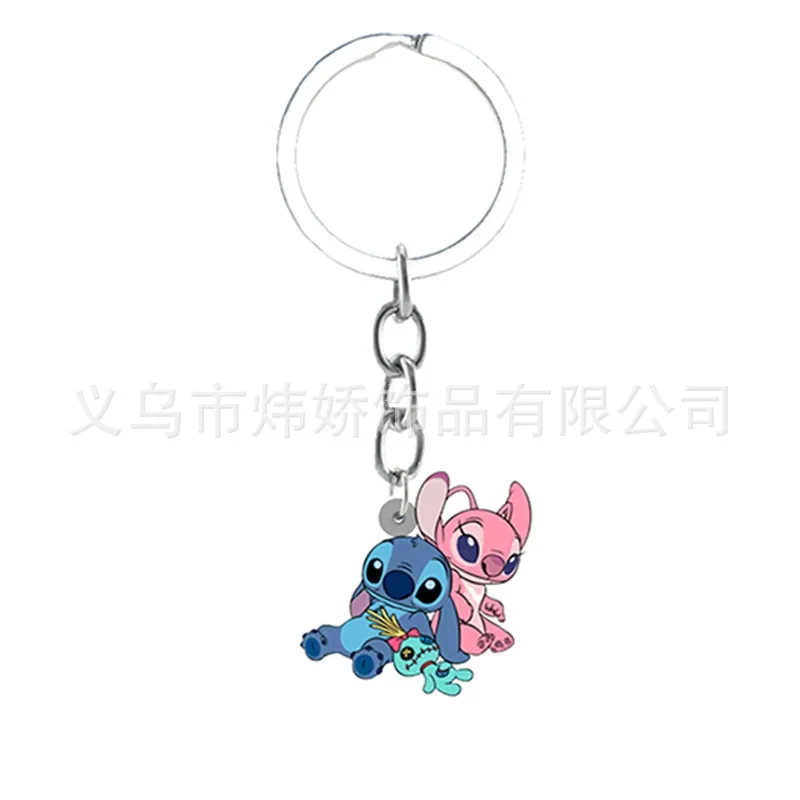 Disney Stitch portachiavi Cartoon Figure Kawaii Blue Stitchs divertente modello acrilico portachiavi novità accessori compleanno regali per bambini