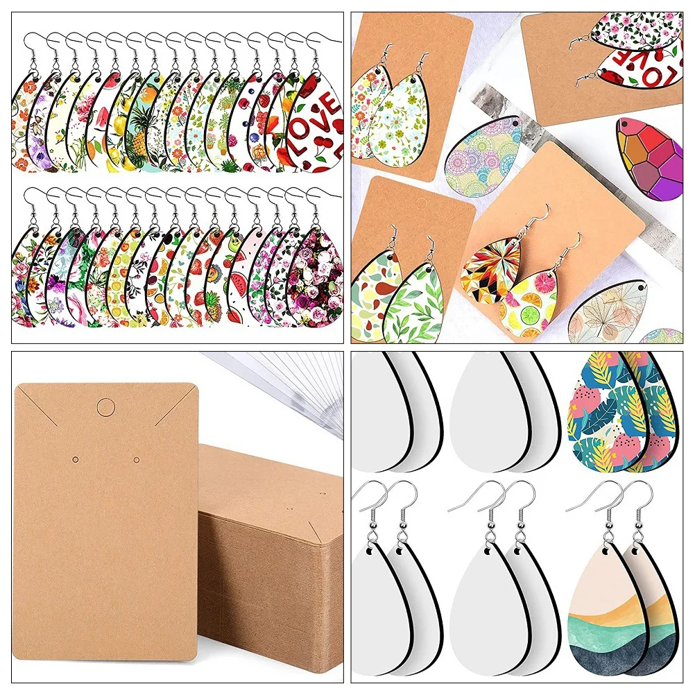 

1 Set Sublimation Earring Blanks Teardrop Diy Jewelry Crafts Heat Transfer Drop Earrings Kit Durable Smooth Surface Unfinished