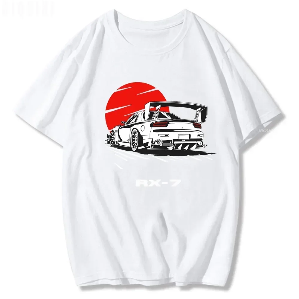 JDM T Shirt Car Drift RX-7 Sundown Tops Male Manga Print Summer Casual Graphic Tee for men Japanese Style Unisex Harajuku