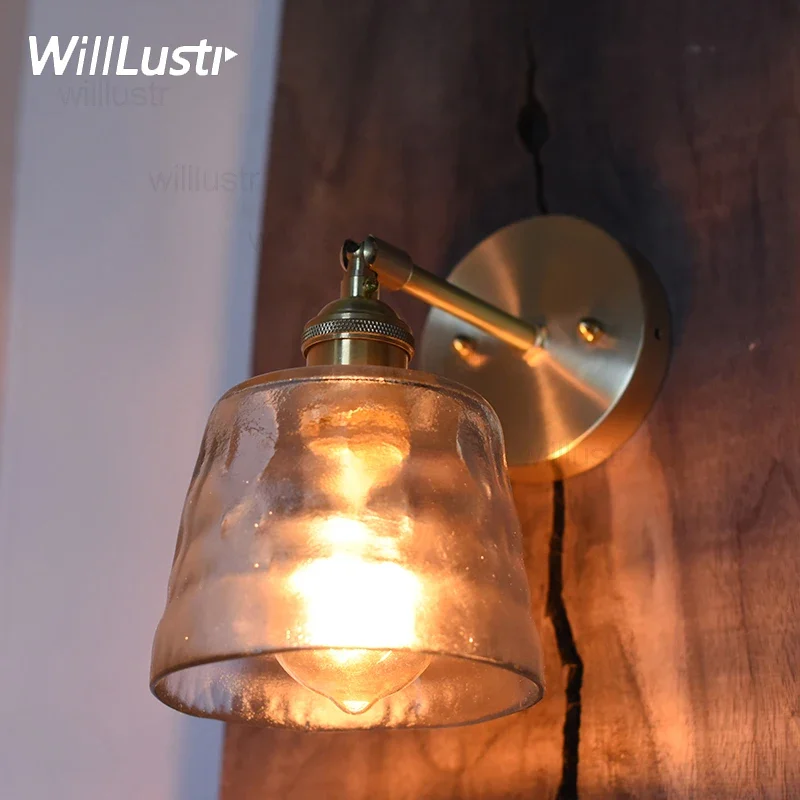 frosted hammered glass wall sconce light handmade nordic crystal dinning room hotel bar restaurant luxury copper brass cafe lamp