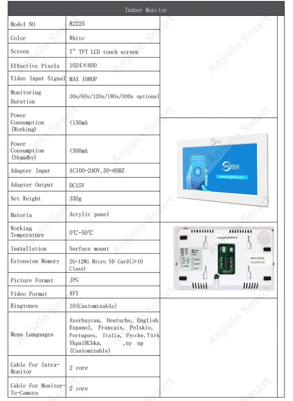 2 Wired BUS Video Intercom Doorbell Camera 1080P Tuya 10 Inch Touch Monitor With RFID Card Access For 4 Home Villa