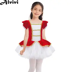 Teen Girls Ballet Tutu Shiny Sequin Short Sleeve Gymnastics Princess Leotard Dress Halloween Theme Party Circus Cosplay Costume