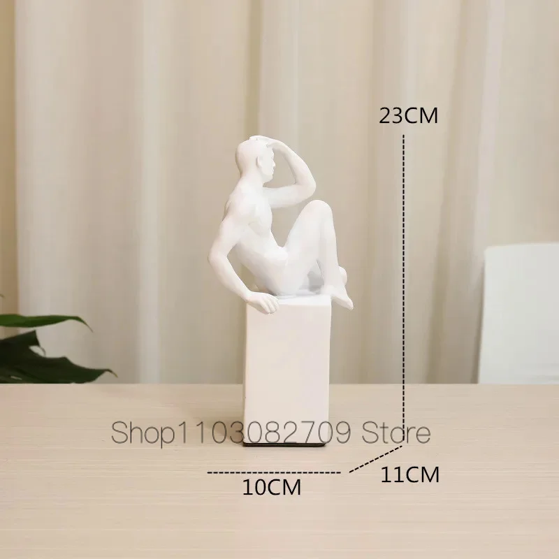 The Thinker Art Sculpture Meditator Figurines Abstract Figure Boy Statue Naked Man Decoration Resin Craft Home Decor Accessories