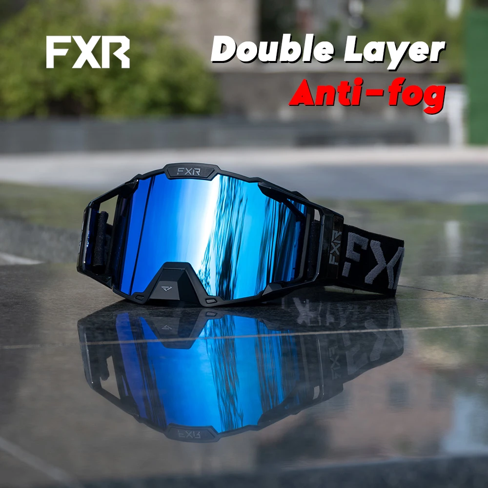 FXR Motorcycle Glasses Double Layer Anti Fog Lens Motocross Goggles Dirt Bike ATV Ski Goggles Moto Outdoor Cycling Sunglasses