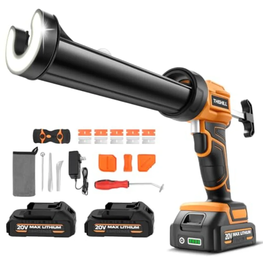 مسدس السد الكهربائي 10 أونصة/300 مل مع نظام يعمل بالبطارية 20 فولت يتضمن بطاريتين 2.0 أمبير في الساعة و4 إعدادات للسرعة 9 قطع من السيليكون #1