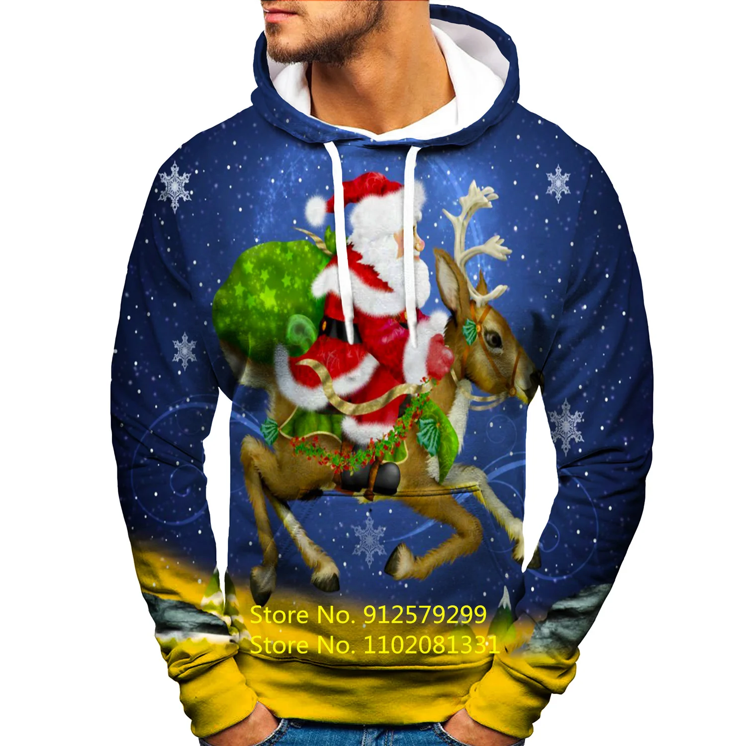 

Personality Cartoon Snowman 3D Hoodie Christmas Hooded Sweatshirt Men's and Women's Santa Claus Long Sleeve Pullover Shirt