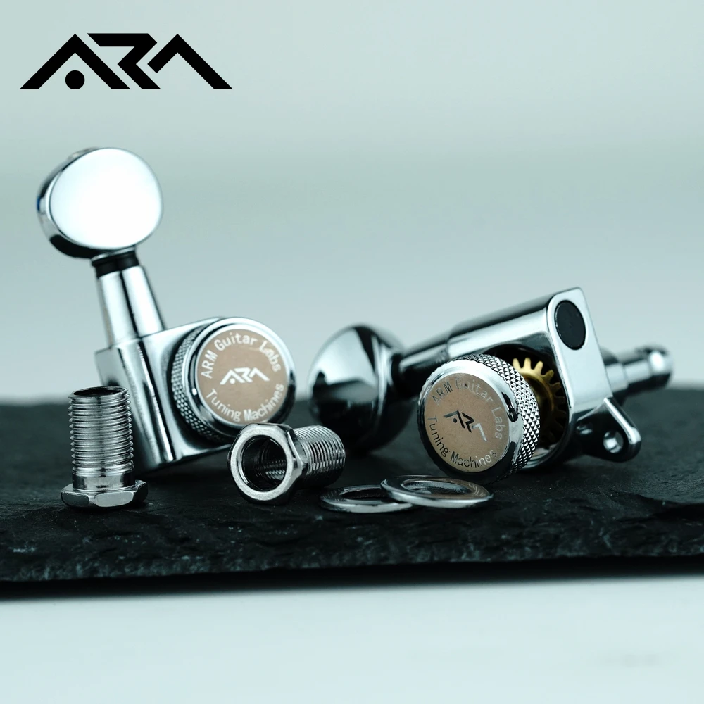 Metal Lock String Tuner Winder, ARM peças de guitarra elétrica, ST TL SG LP cabeça, cromo preto