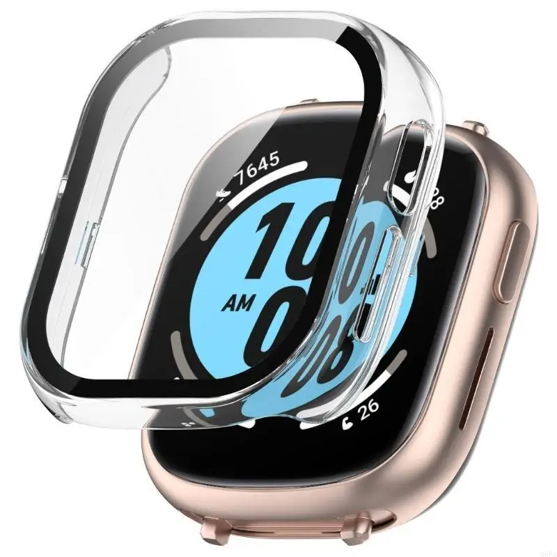 Q6PA Tempered Glass Film + Case Screen Protector Full Coverage Cover Hard Anti-scratch Frame Shell Watch Housing For Watch 4