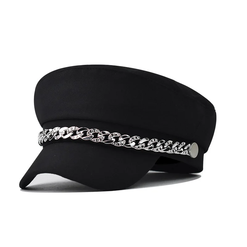 

Silver Bar Flash Rhinestone Beret For Women Versatile Octagonal Hat British Style Painter Hat