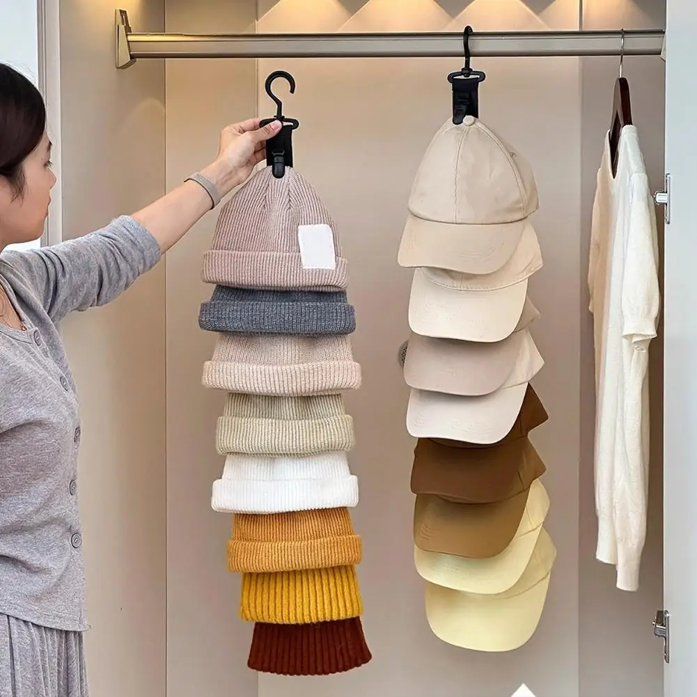 Wardrobe Hat Rack Hanging Rope Hat Storage Clips Hat Organizer Display for Baseball Caps Hat Hanger for Closet Door and Bedroom view 2