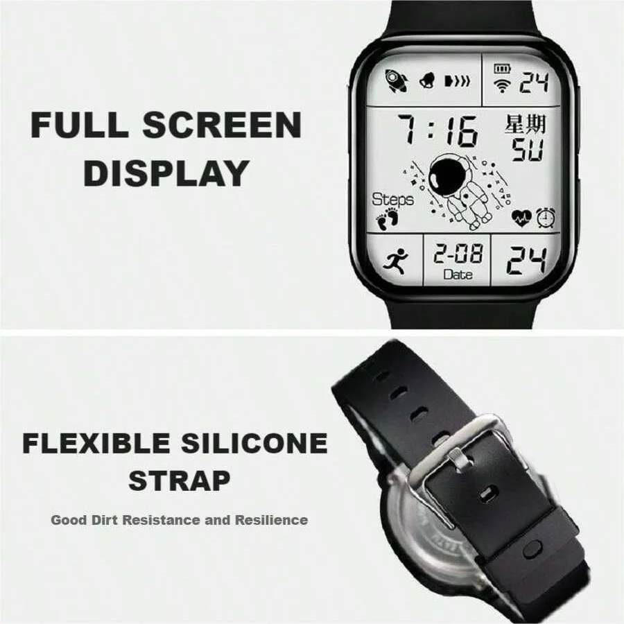 Квадратные часы астронавта для мужчин и женщин, детские электронные часы Cool Black Tech Smart Running