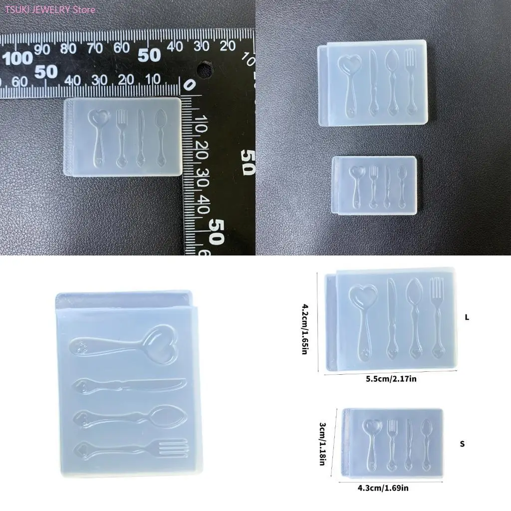 62KE Silicone Spoon Fork Mold For DIY Resin Crafts Decorative Accessories
