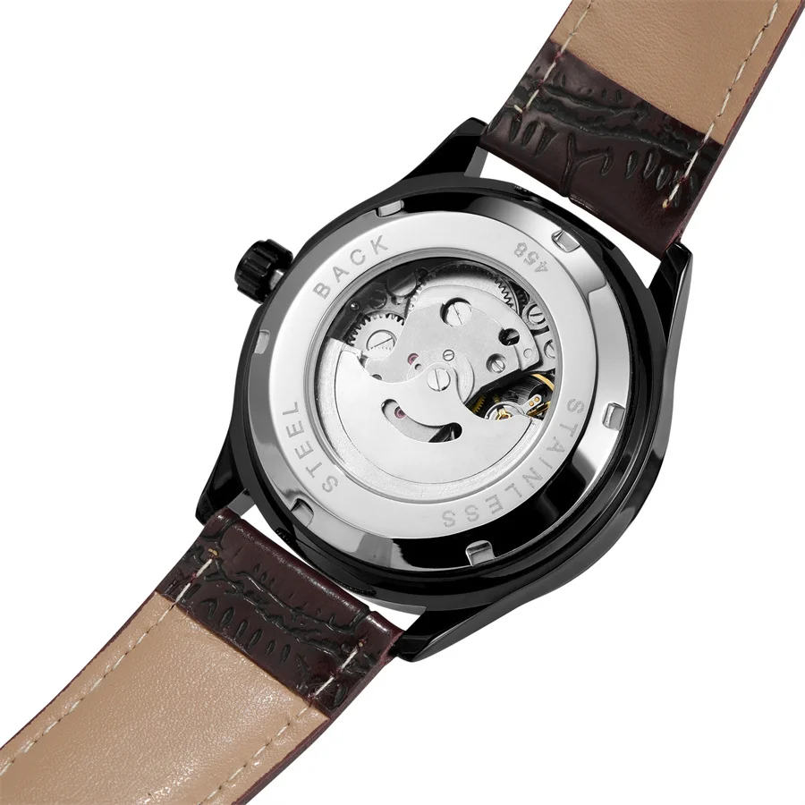 Winner 458A New arrived Men\'s Mechanical Watches Luxury Automatic Watch For Men 2024 New Wrist watch Leather/steel strap