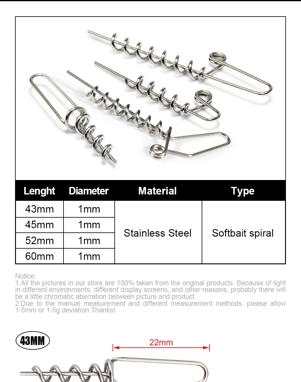 Rosewood Soft Bait Centering Pin Fishing Lure Spring Fixed Lock Multi-Depth Shallow Screw Needle Shad Tools Stainless Steel