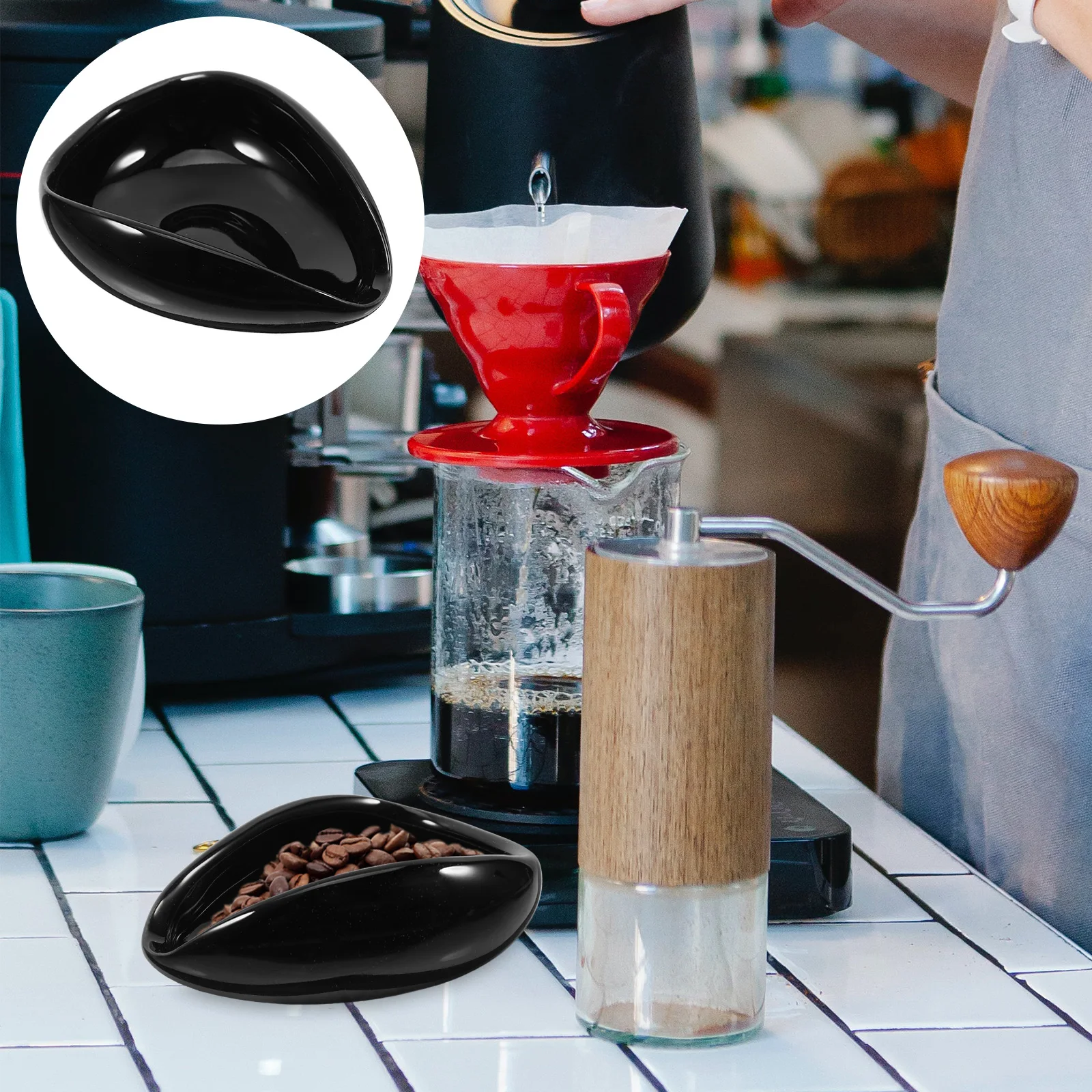 

Coffee Bean Display Plate Ceramic Multi-Function Storage Tray Kitchen Dining Bean Sample Dish Coffee Bar Accessory