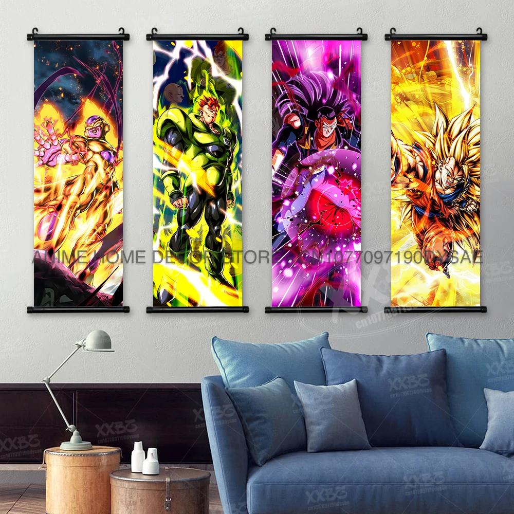 Dragon Ball Posters Anime Figures Wall Art Frieza Home Decor VegetaIII Scrolls Picture Goku Hanging Painting Son Gohan Wallpaper