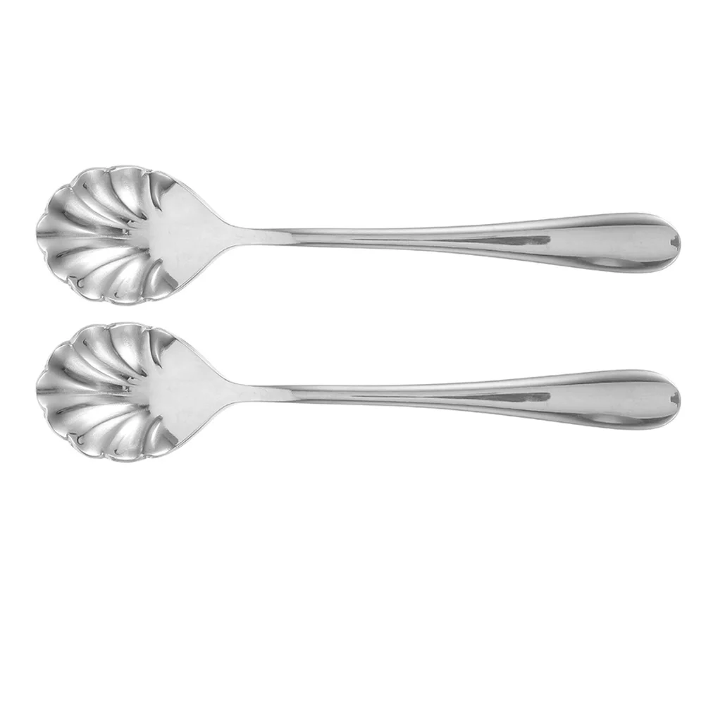 

2Pcs Stainless Steel Shell Spoons Coffee Stirring Sugar Ice Cream Dessert Tea Serving Spoons Coffee Measuring Spoon