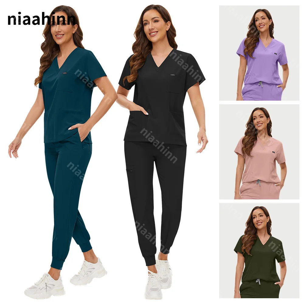 

Slim Fit Medical Scrubs Uniform Women Scrub Sets Nurse Accessories Hospital Surgery Uniforms Dental Clinic Beauty Salon Workwear