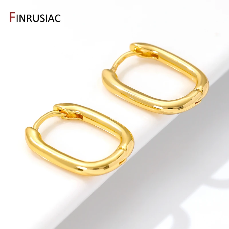 Fashion 18K Gold Color Brass Simple Hoop Earrings for Women Circle Piercing Round Ring Hang Earrings Wholesale