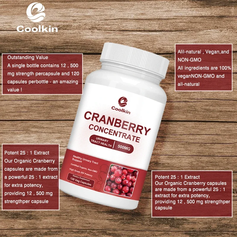 Organic Cranberry Capsules 500 Mg - Antioxidant, Promotes Urinary Tract Health, Relieves Frequent Urination