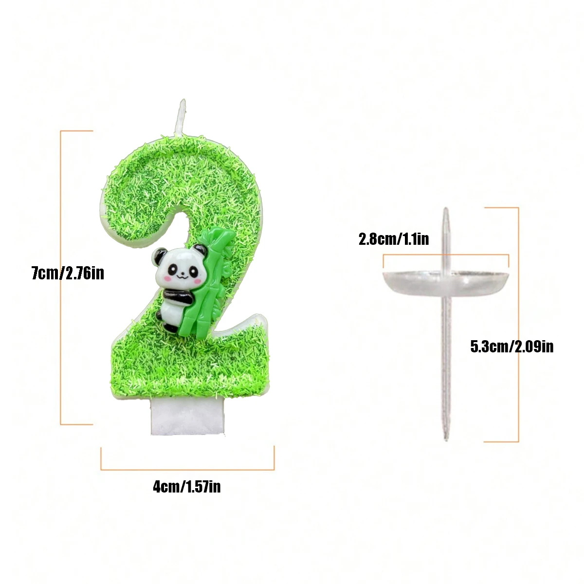 2nd Birthday Candle Cake Topper Decor Panda Creative Number 2 Candle Green Kids 1st Happy Birthday Party Decoration Accessories