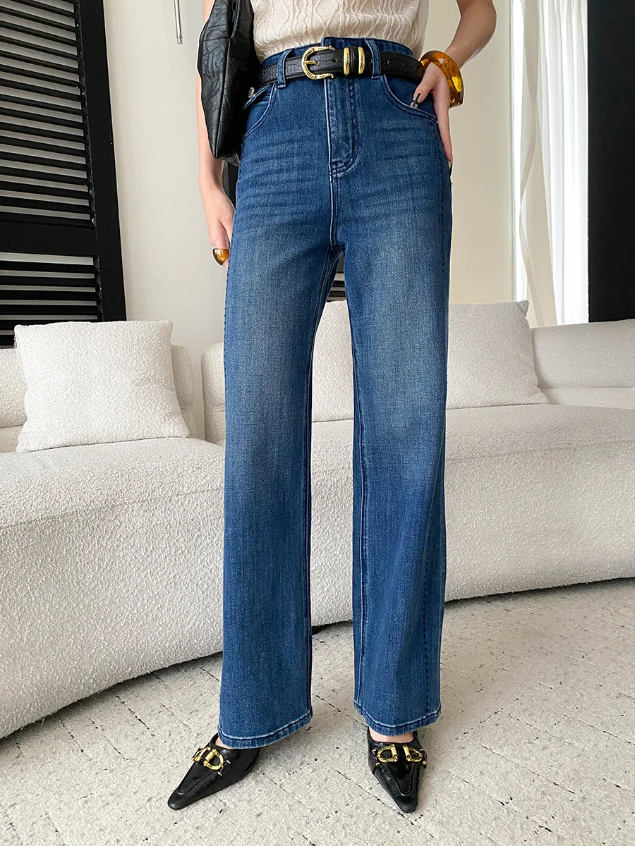 Autumn new casual solid color slimming high waisted jeans