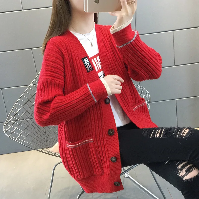 Women Sweaters Knitting Cardigan Loose Woman Pure Color Fashion Sweater Spring Autumn Period New Sweaters Women Fashion LXJ2217