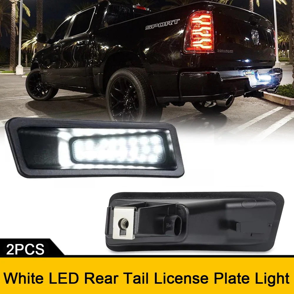 

LED License Plate Light Tag Lamp Assembly For Dodge Ram 1500 6000K Trunk Rear Bumper White Tag Lights 6000K Pack of 2