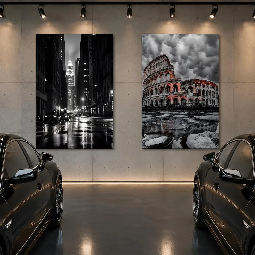 ART Black White World Cities Poster Room Decor Home Wall Art Printing Waterproof Garage BedRoom Posters Gift