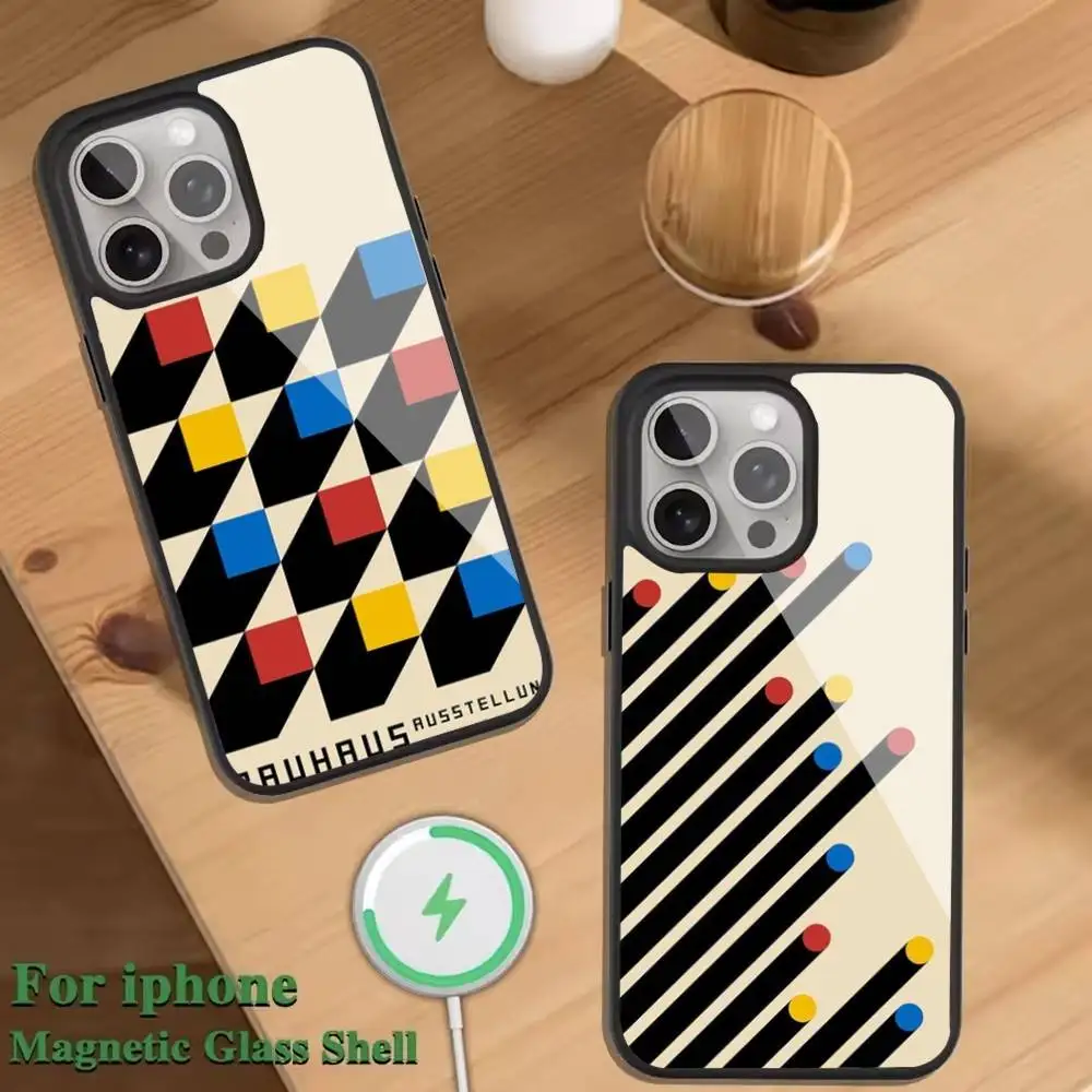 

Bauhaus Exhibition Art Phone Case For Magnetic Wireless Charge Cover For iphone 16 15 14 13 12 11 Pro Max Plus Coque