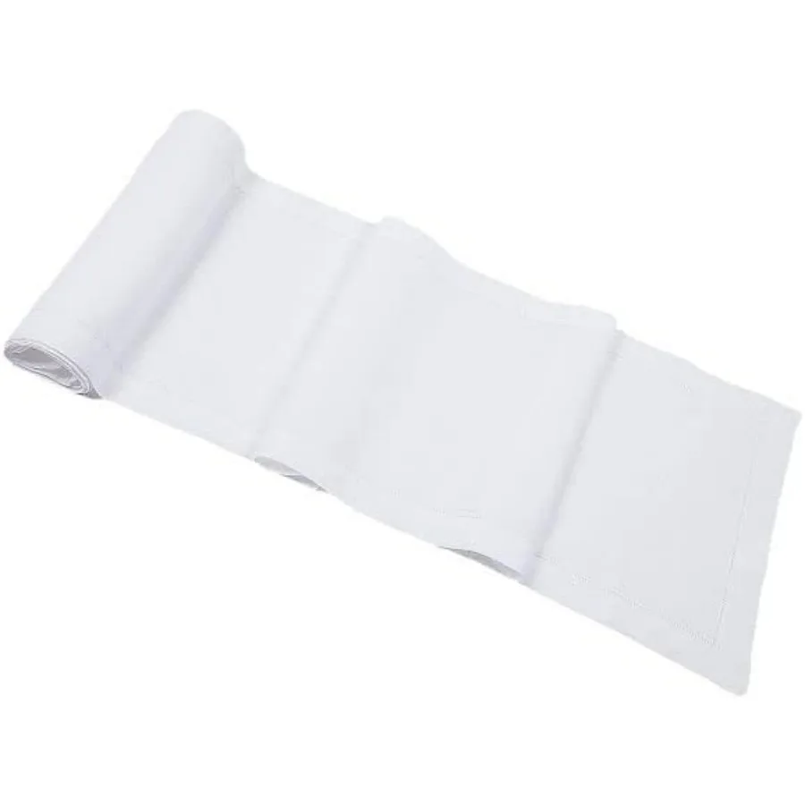 

Белая итальянская льняная скатерть со Hemstitch, сделано в США.