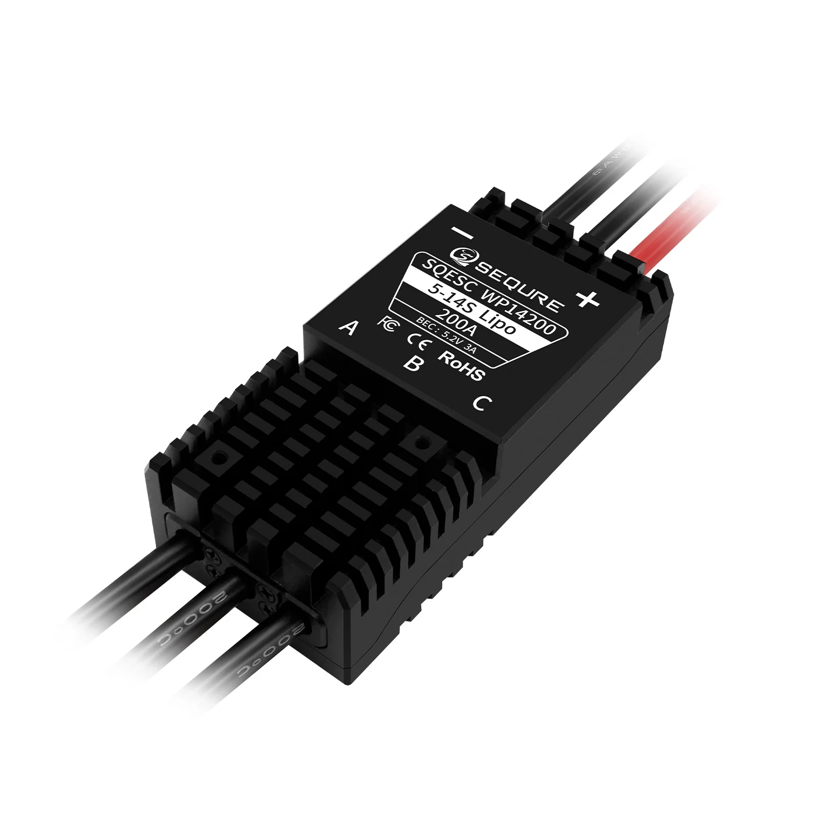 SEQURE WP14200 IP68 Wasserdichter bürstenloser ESC 5-14S Lipo 200A Elektrischer Geschwindigkeitsregler für eFoil Elektro-Surfbrett Kajak RC Auto