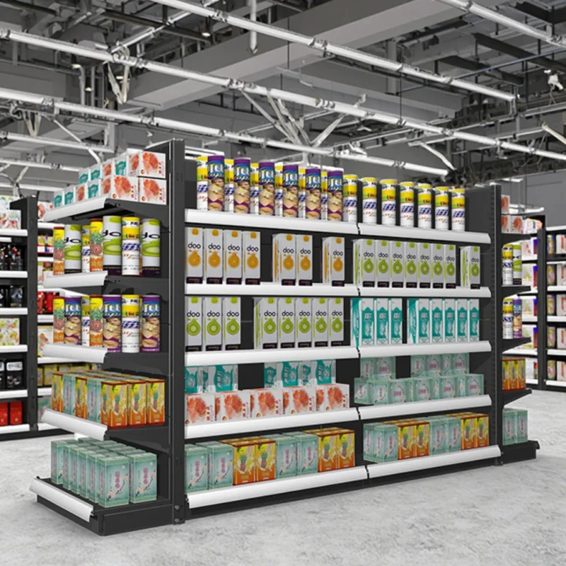 custom.Gondolas Display Stands and Multi-level Adjustable Storage Shelves Made of Cold-rolled Steel in Supermarket