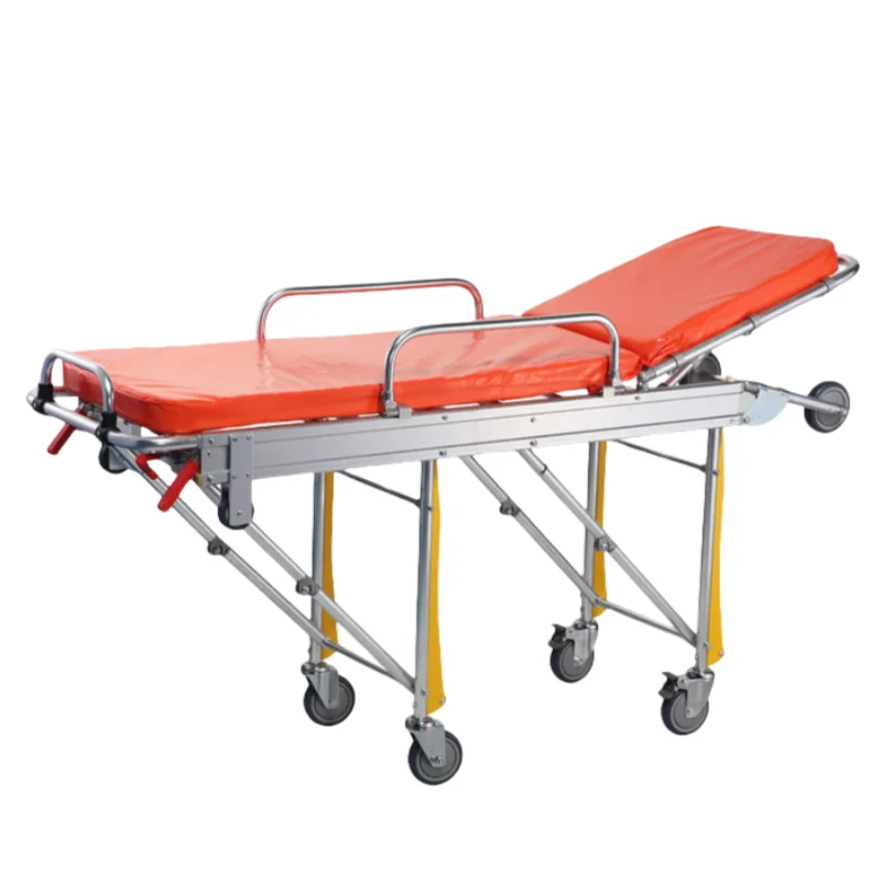 Aluminum Loading Ambulance Stretcher Folding Medical Equipment Hospital Type Stretcher With Wheels