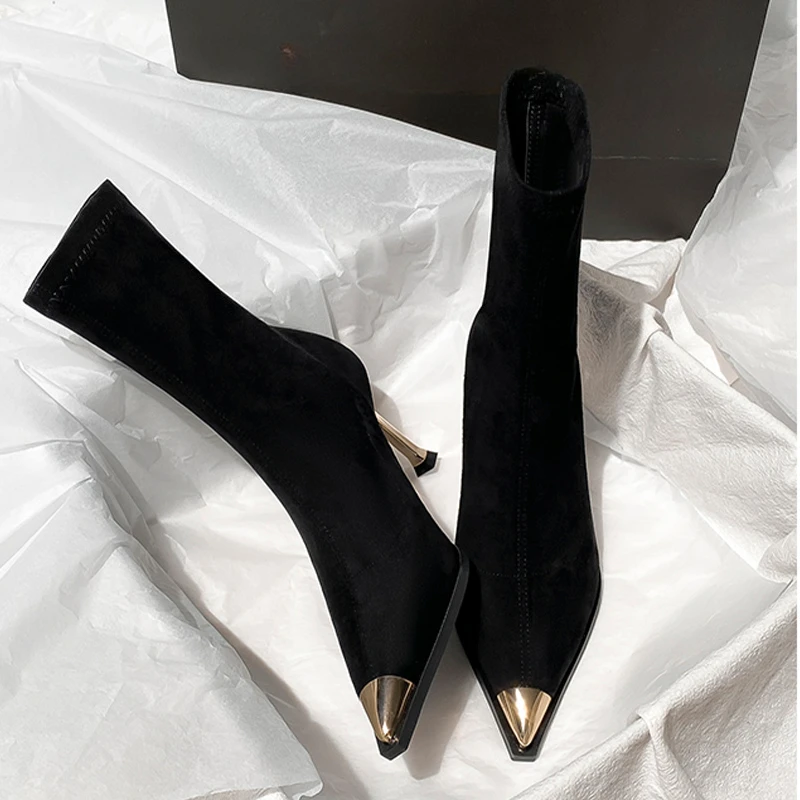 Sexy High Heels Ankle Women's Boots Elegant Pointed Toe Shoes 2025 Fashion Luxury Brand Winter Boots Pumps Gothic Mujer Botas