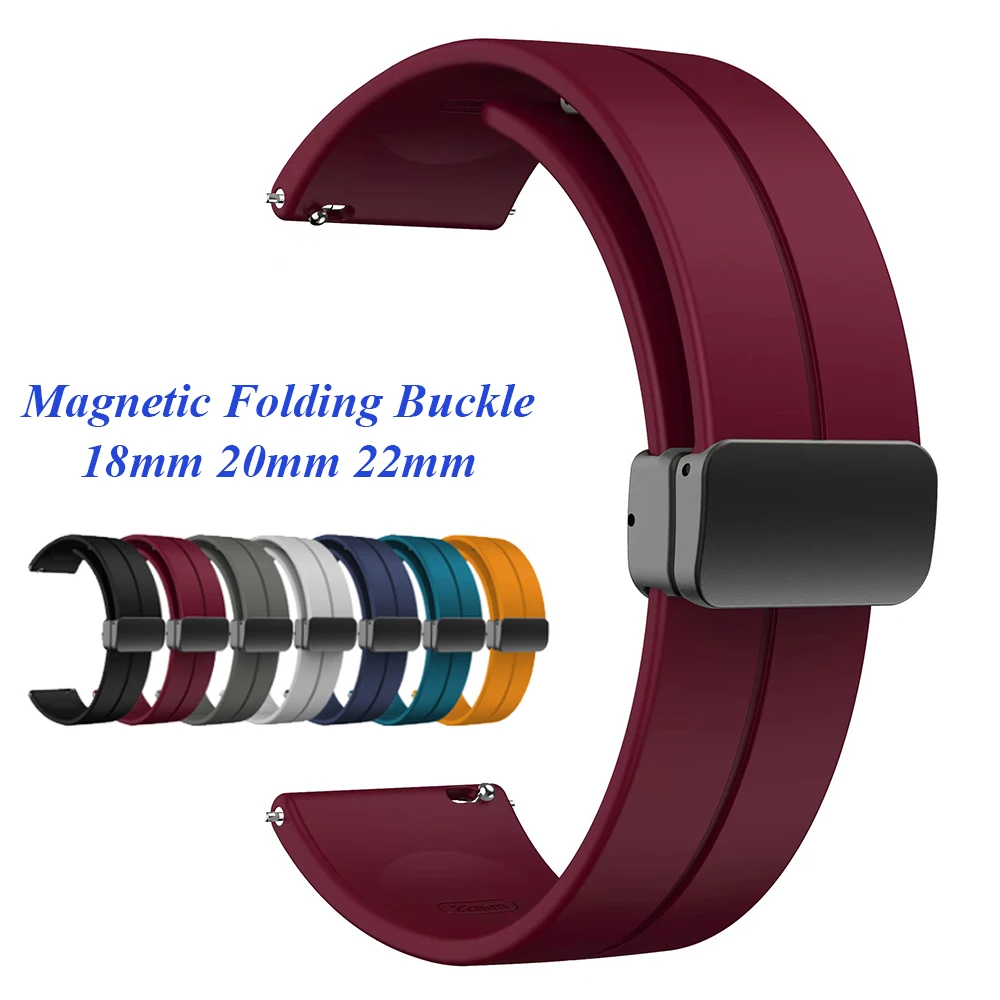 Wasserdichtes Silikon-Uhrenarmband für Rolex-Uhren, Schnellverschluss, 20 mm, 22 mm, magnetische Faltschließe, Handgelenkschlaufen, magnetisches Armband