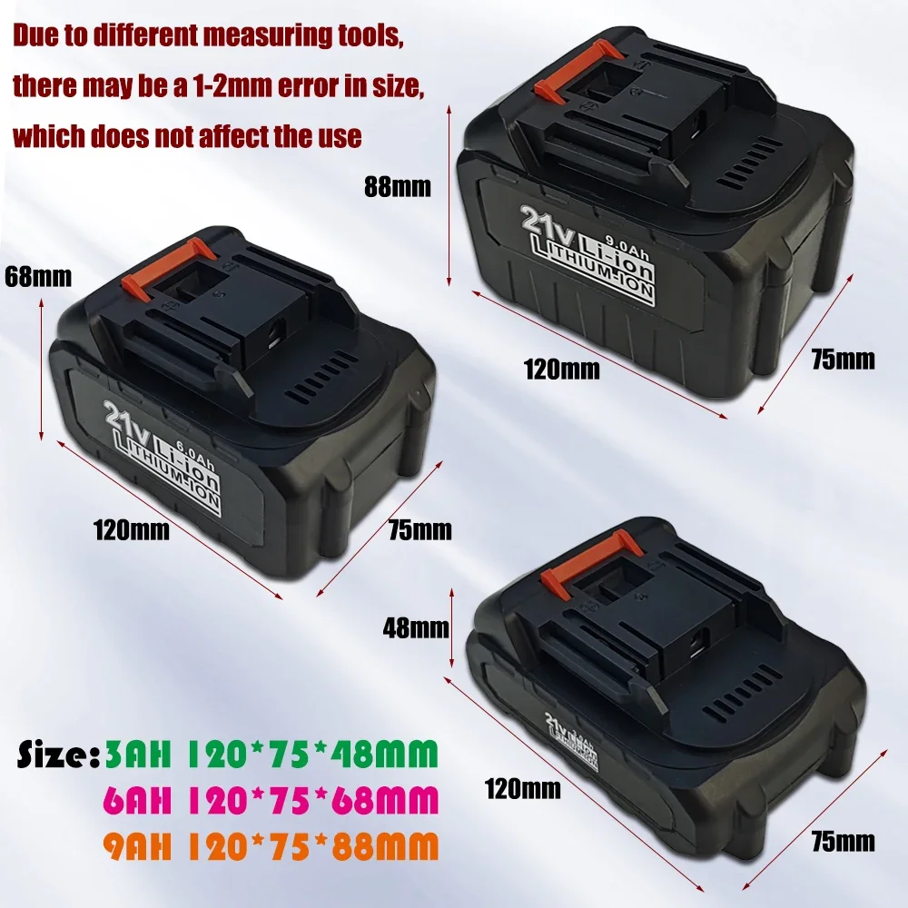 For Makita 21V 3000/6000/9000mAh 18650 lithium battery suitable electric tools such as drills, chainsaws, and grinders